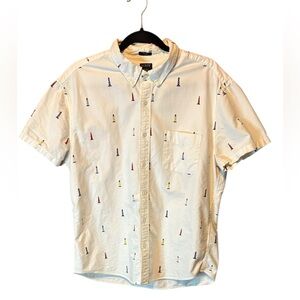 J.Crew Flex Oxford Nautical Short Sleeve Size Large Mens